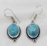 Pair Of Silver Plated Earrings With Larimar Stones ~ 3/4' Long