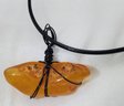 Authentic Baltic Amber 1 3/8' Pendant With A 16 -18' Rope Necklace