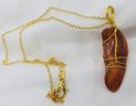 Authentic Baltic Amber 1 1/2' Pendant With An 18' Gold Plated Chain