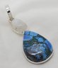 Silver Plated Double Pendant With A Moonstone And Chrysocolla Stone ~ 1 5/8' Total Length