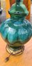 Blue And Green Drip Glaze Ceramic Lamp, Works, No Chips
