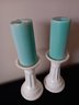 White Pedestal Candle Holders