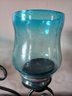 Blue Glass Iron Candle Holder