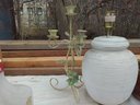 3 Pieces Candle Holder, Lamp And Basket