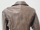 Fantastic Vintage Brown Leather Ladies Biker Jacket Size Medium