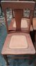 Set Of 4 Vintage Solid Oak Chairs With Composite / Faux Leather Seats