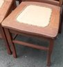 Set Of 4 Vintage Solid Oak Chairs With Composite / Faux Leather Seats