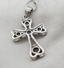 Vintage Sterling Silver 30' Necklace With A Sterling Silver Cross Pendant With 5 CZs ~ 6.38 Grams