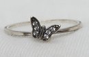 Vintage Sterling Silver Size 6 Petite Butterfly Ring With CZs ~ 0.83 Grams
