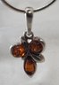 Vintage Sterling Silver 18' Italian Chain With Baltic Amber Floral Pendant ~ 9.21 Grams
