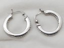 Vintage Sterling Silver Pair Of Stunning 3/4' Earrings With CZs ~ 5.33 Grams