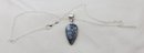 Silver Plated 18' Necklace With Silver Plated Dendrite Opal Pendant ~ 1' X 1/2'