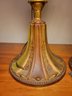 Antique Reverse Painted Bronze Lamps With Orientalist Finial.  Circa 1920's.