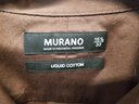 Men's Murano Brown Liquid Cotton Long Sleeve Shirt - Size 15.5-33