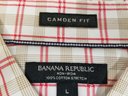 Men's Banana Republic Non-iron Camden Fit Red, White & Tan Plaid Long Sleeve Shirt - Size Large