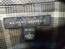 Men's Banana Republic Black, Blue & Gray Long Sleeve Snap Close Shirt - Size Large