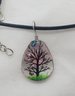 16 - 18' Rope Necklace With A 3/4' Glass Encased Tree & Butterfly Pendant
