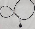 16 - 18' Rope Necklace With A Moonstone And Black Rutilated Tourmaline Double Pendant