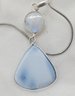 Silver Plated 18' Necklace With A Beautiful Silver Plated Moonstone & Blue Opal Double Pendant