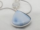 Silver Plated 18' Necklace With A Beautiful Silver Plated Moonstone & Blue Opal Double Pendant