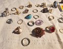 Great Vintage Lot Of 53 Costume Jewelry Rings