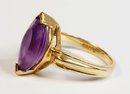 WOW....14k Yellow Gold Stunning Amethyst Marquise Stone Ring