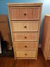 1980's Retro Peter Jones Of London Rattan Chest Of  Five Drawers With Glass Top