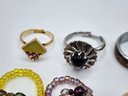Lot Of 20 Vintage Costume Rings In Various Sizes & Designs