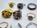 Lot Of 20 Vintage Costume Rings In Various Sizes & Designs