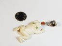 Vintage Carved Frog Pendant With Jade Eyes