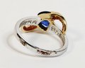 WOW .......14k White And Yellow Gold Unique Diamond And Blue Stone Ring