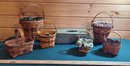 Longaberger Basket Lot, Many W Liners, Includes Green W Wood Cover
