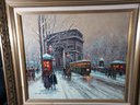'L-Arc De Triomphe- Hiver' (winter) Copyist Oil On Canvas, After Edouard Cortes