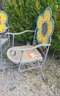 2 Project Chairs, Blue Painted Metal Frames W Tile Back And Seat