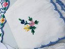 Lovely Group Of Embroidered English Linens, Some From Harrods