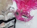 Four Never Used Handpainted Carnival Masks, One Made In Italy