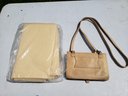 Joan And David Sand Color Cross Body Handbag Paired With Handbag Organizer (still In Original Packaging)