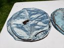 Never Used Teal Blue And Ivory Silk Round Decorative Pillow Cases