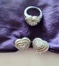 Sterling Silver Judith Ripka Ring And Matching Earrings With CZ Stones