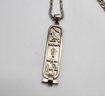 Vintage Sterling Silver EGYPTIAN Hieroglyphics Cartouche Pendant Necklace