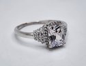 White CZ, Rhodium Over Sterling Ring