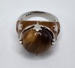 South African Tigers Eye Solitaire Ring In Stainless