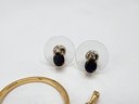 FF Masoala Sapphire, Natural White Zircon Earrings, Ring & Pendant Set In Vermeil Yellow Gold Over Sterling