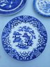 Trio Of Antique Blue And White Plates From England, Sectioned Plate Is Staffordshire (1891- Early 1900's)