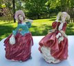 Pair Of Porcelain Lady Figurines, One Royal Doulton 'Top Of The Hill'