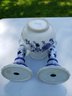 Blue And White Vase (England Rye Pottery) And Candlesticks