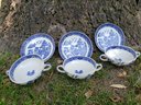 Trio Of 'Willow' By Wedgwood Soup Bowls And Plates
