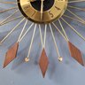 Original 60s Teak & Brass Atomic Starburst Clock