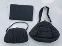 Three Black Vintage Evening Bags All With Nice Clasps