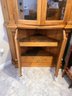 Antique English Pine Corner Cabinet From Prince Of Wales With Vitrine Glass Doors And Ample Shelving